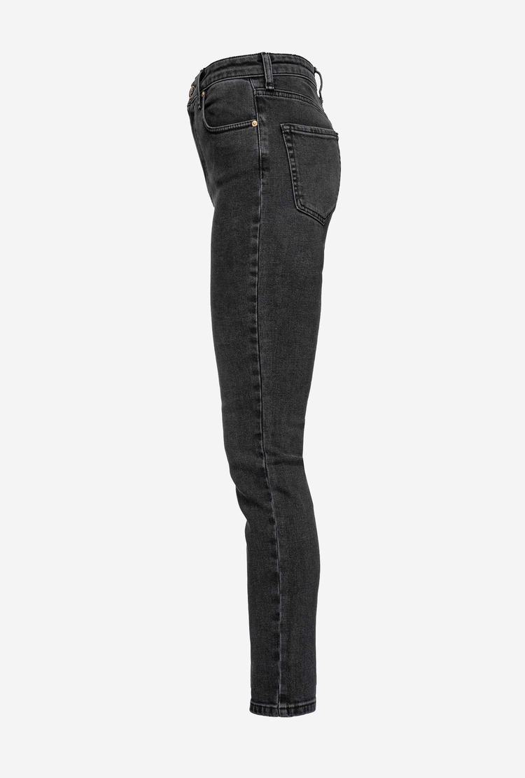 Grey Women's Pinko Snug-fitting Black Denim Jeans | Ireland-45683279