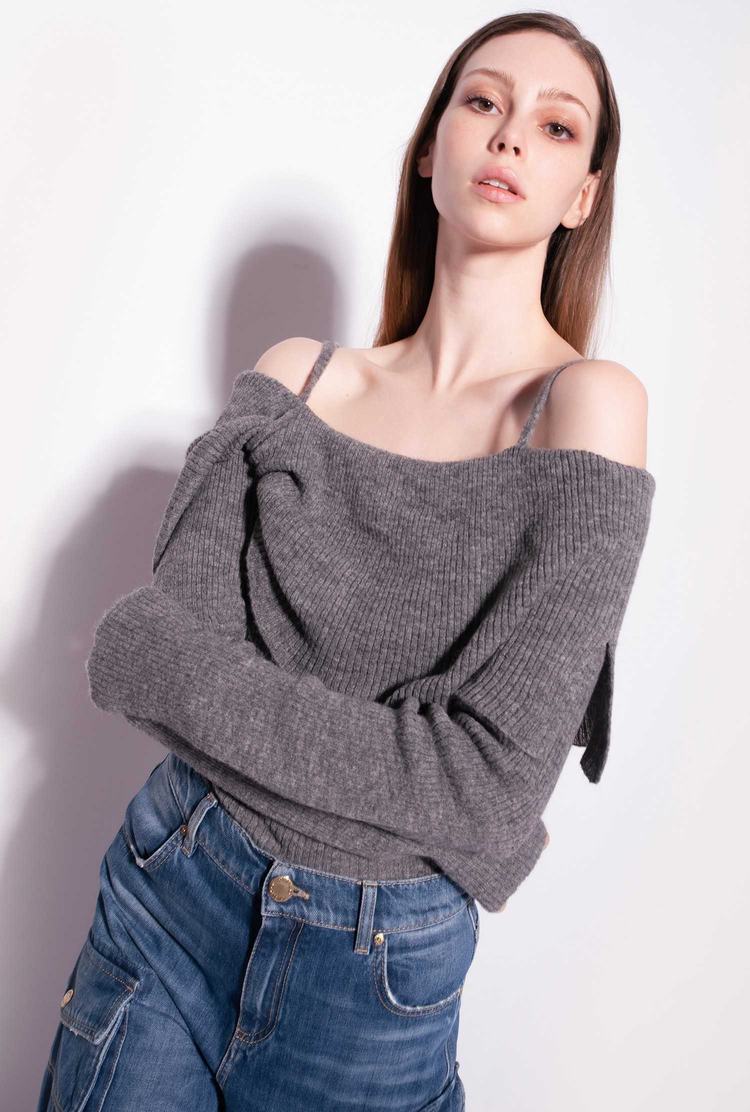 Grey Women's Pinko Thin Shoulder Straps Sweaters | Ireland-62913589