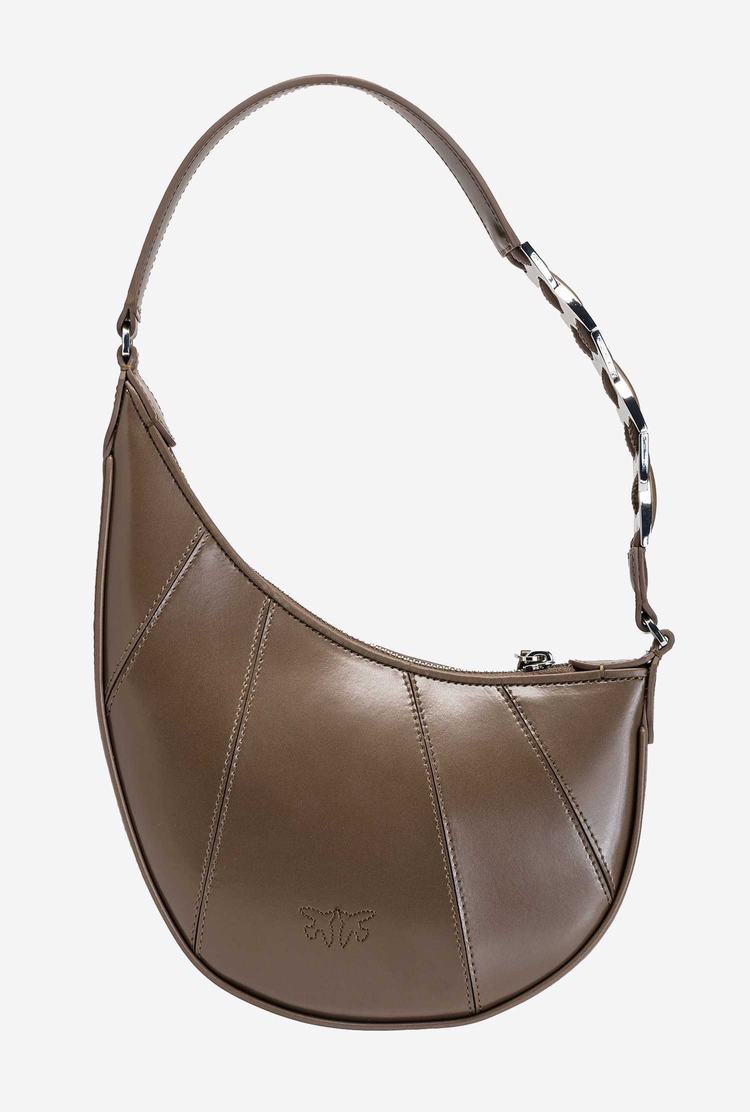 Khaki Women's Pinko Mini Long Half Moon Bag Geometric Lux Shoulder Bags | Ireland-78930569