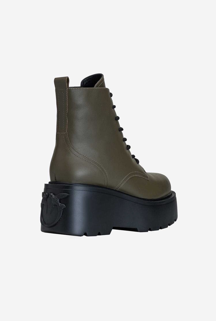 Khaki Women's Pinko Platform Combat Boots | Ireland-42198379