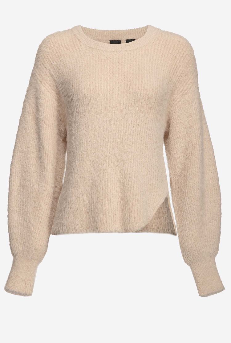 Khaki Women's Pinko Ribbed Teddy-effect Pullover | Ireland-01467839