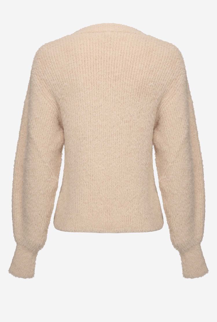 Khaki Women's Pinko Ribbed Teddy-effect Pullover | Ireland-01467839