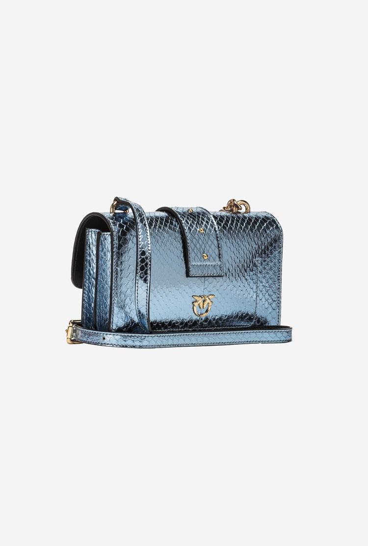 Light Blue Gold Women's Pinko Galleria Laminated Reptile Mini Love Bag One Crossbody Bags | Ireland-43928069