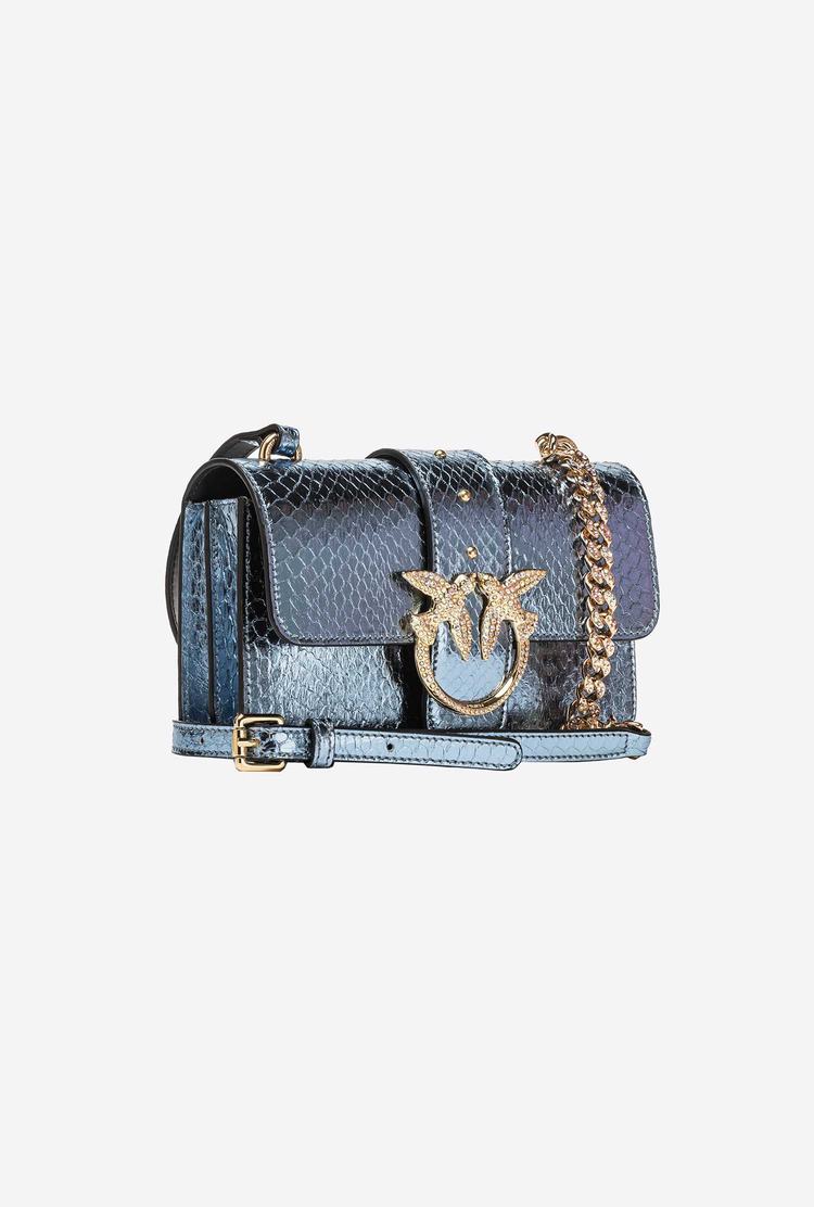 Light Blue Gold Women's Pinko Galleria Laminated Reptile Mini Love Bag One Crossbody Bags | Ireland-43928069