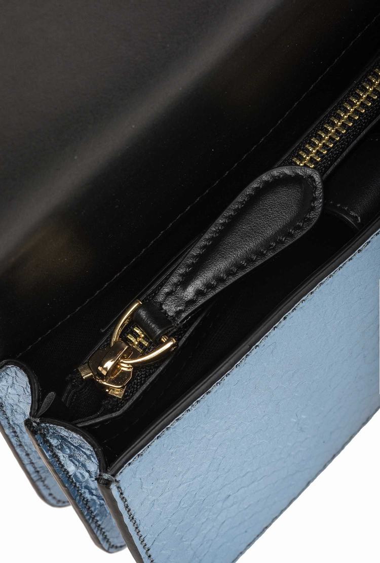 Light Blue Gold Women's Pinko Galleria Laminated Reptile Mini Love Bag One Crossbody Bags | Ireland-43928069