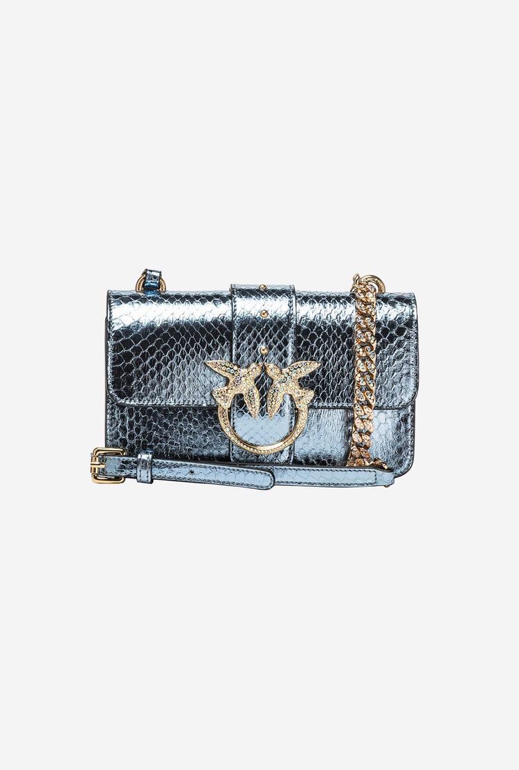 Light Blue Gold Women\'s Pinko Galleria Laminated Reptile Mini Love Bag One Crossbody Bags | Ireland-43928069