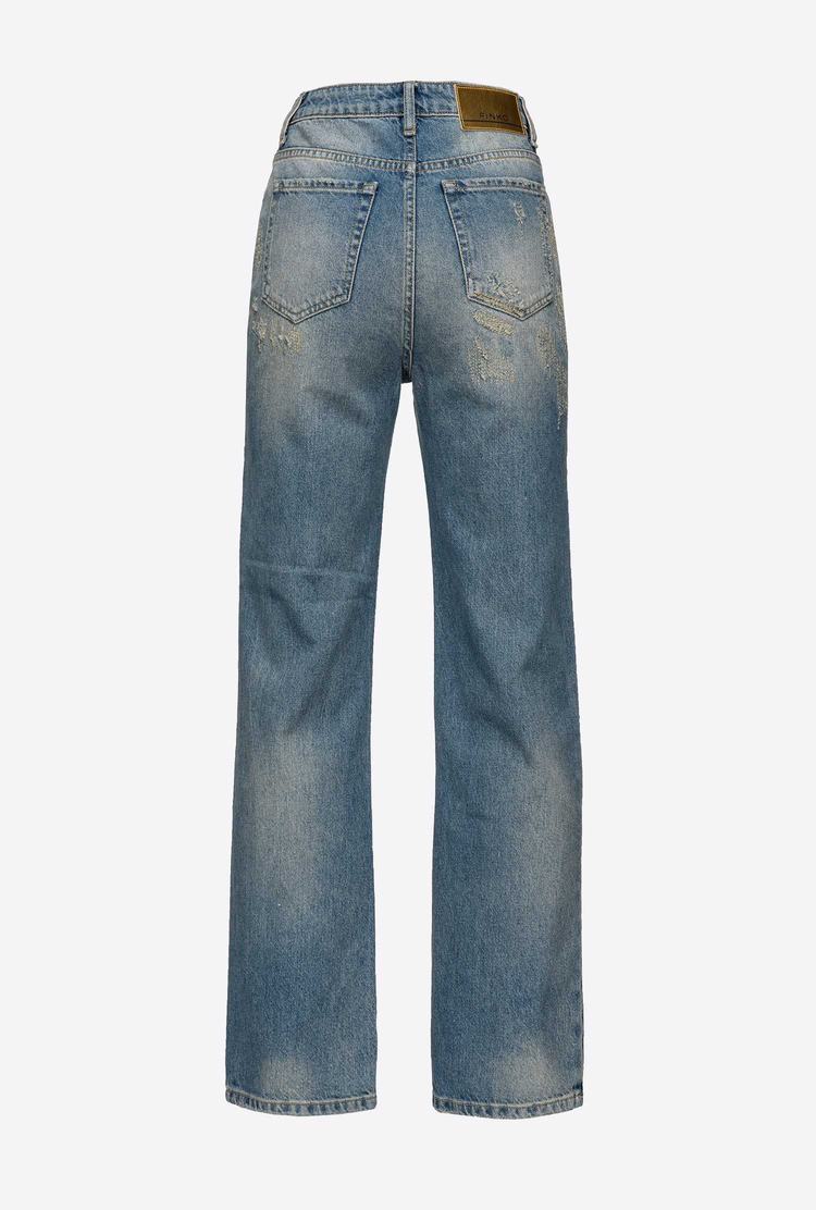 Light Blue Women's Pinko Straight-cut Vintage Denim Jeans | Ireland-89045239