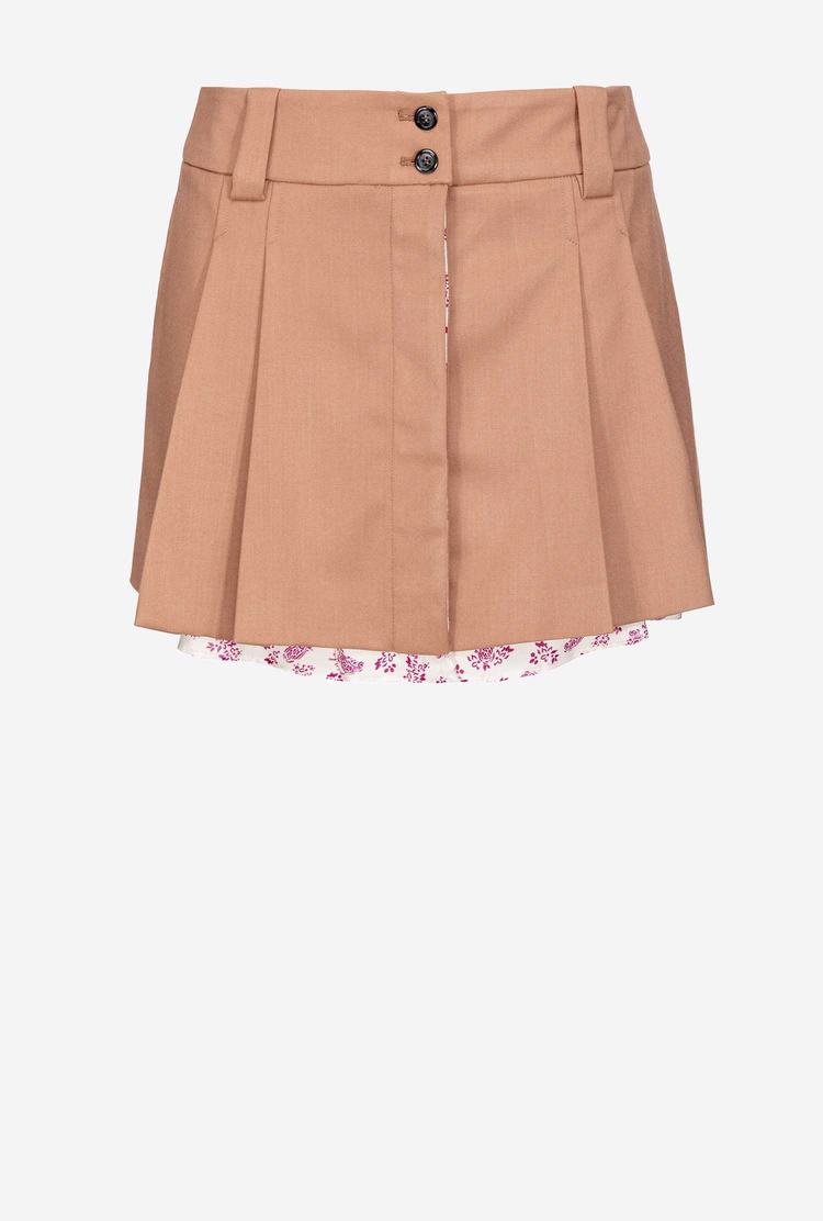 Light Brown Women's Pinko Pleated Mini Skirts | Ireland-32571409