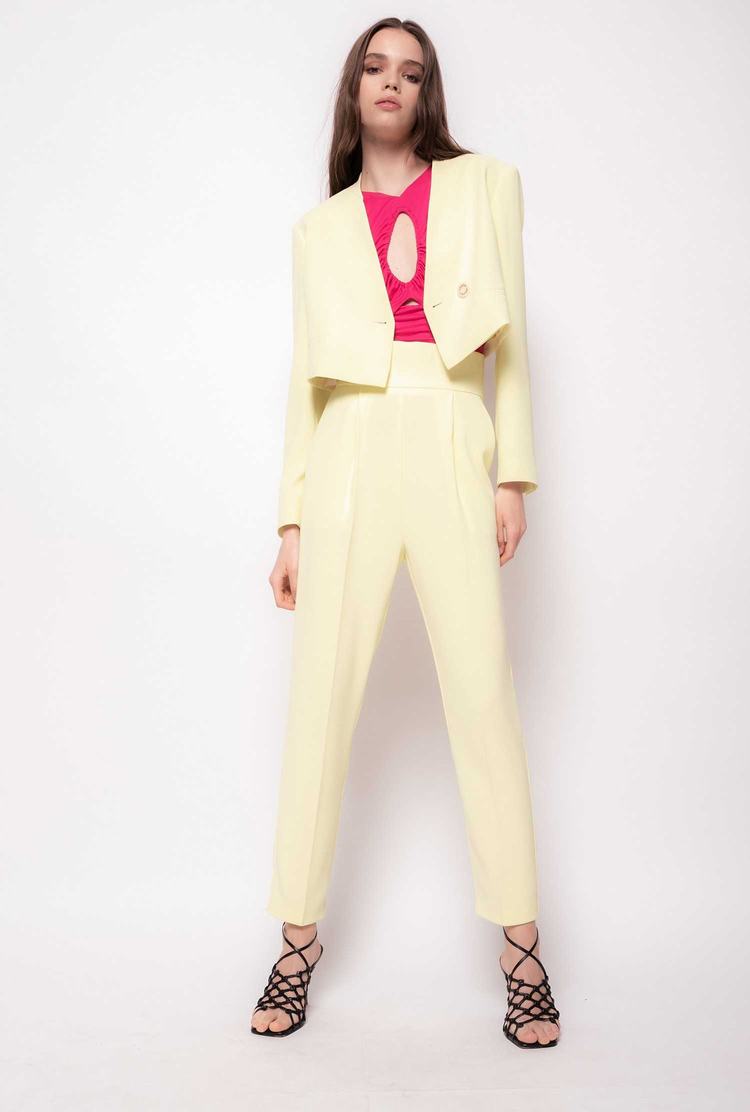 Light Yellow Women's Pinko Cropped Blazers | Ireland-01437589