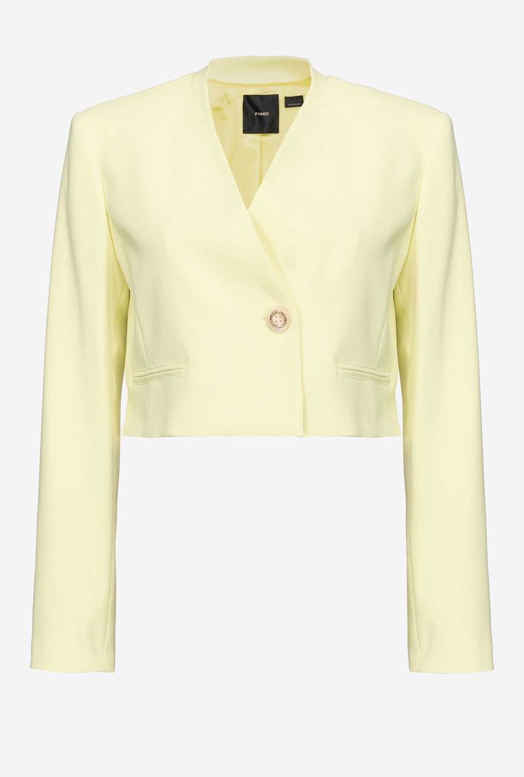 Light Yellow Women's Pinko Cropped Blazers | Ireland-01437589