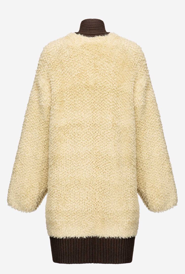 Light Yellow Women's Pinko Faux Fur Cardi Coats | Ireland-38716299