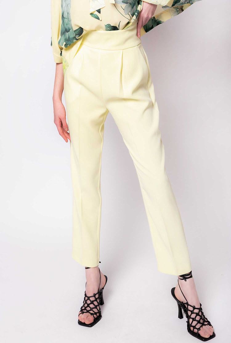 Light Yellow Women's Pinko High-waisted Stretch Crêpe Pants | Ireland-93621509