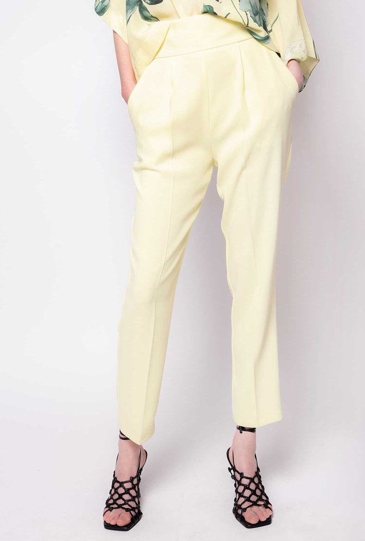 Light Yellow Women's Pinko High-waisted Stretch Crêpe Pants | Ireland-93621509