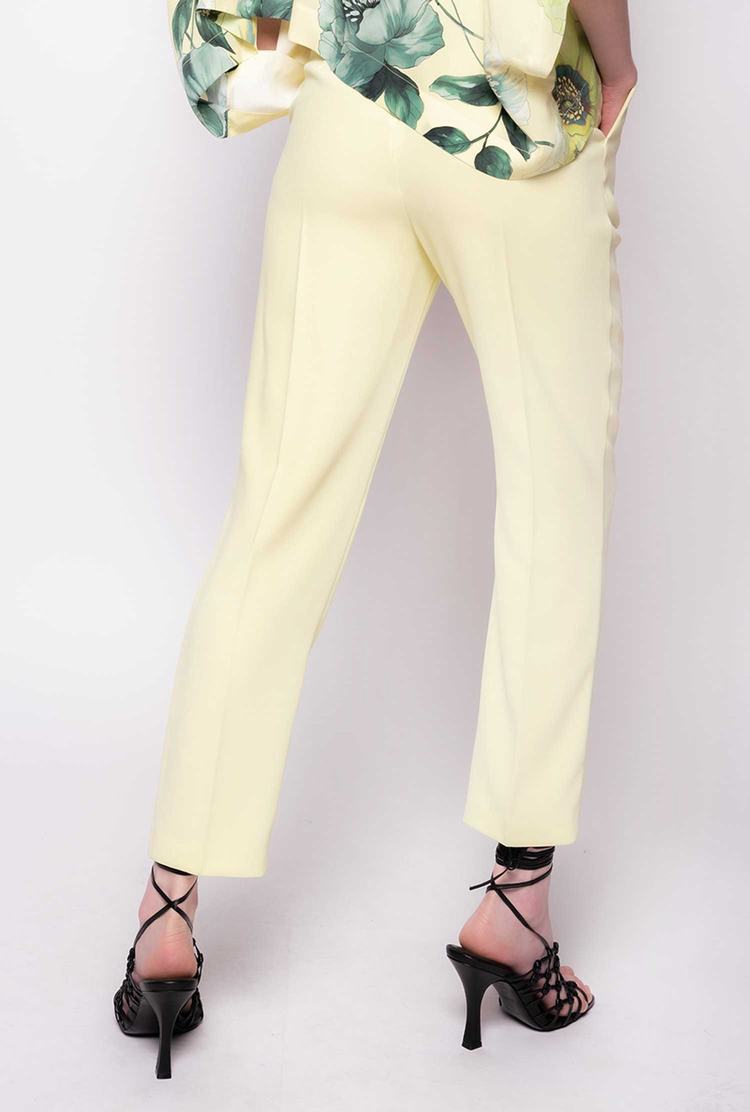 Light Yellow Women's Pinko High-waisted Stretch Crêpe Pants | Ireland-93621509