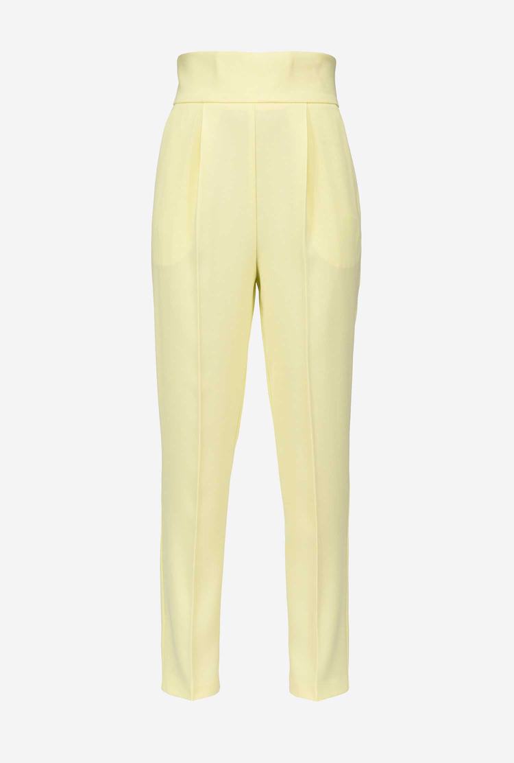 Light Yellow Women's Pinko High-waisted Stretch Crêpe Pants | Ireland-93621509