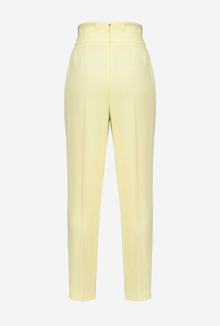 Light Yellow Women's Pinko High-waisted Stretch Crêpe Pants | Ireland-93621509