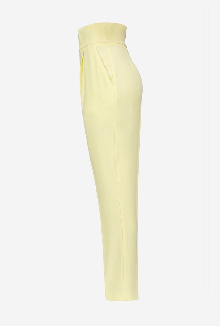 Light Yellow Women's Pinko High-waisted Stretch Crêpe Pants | Ireland-93621509