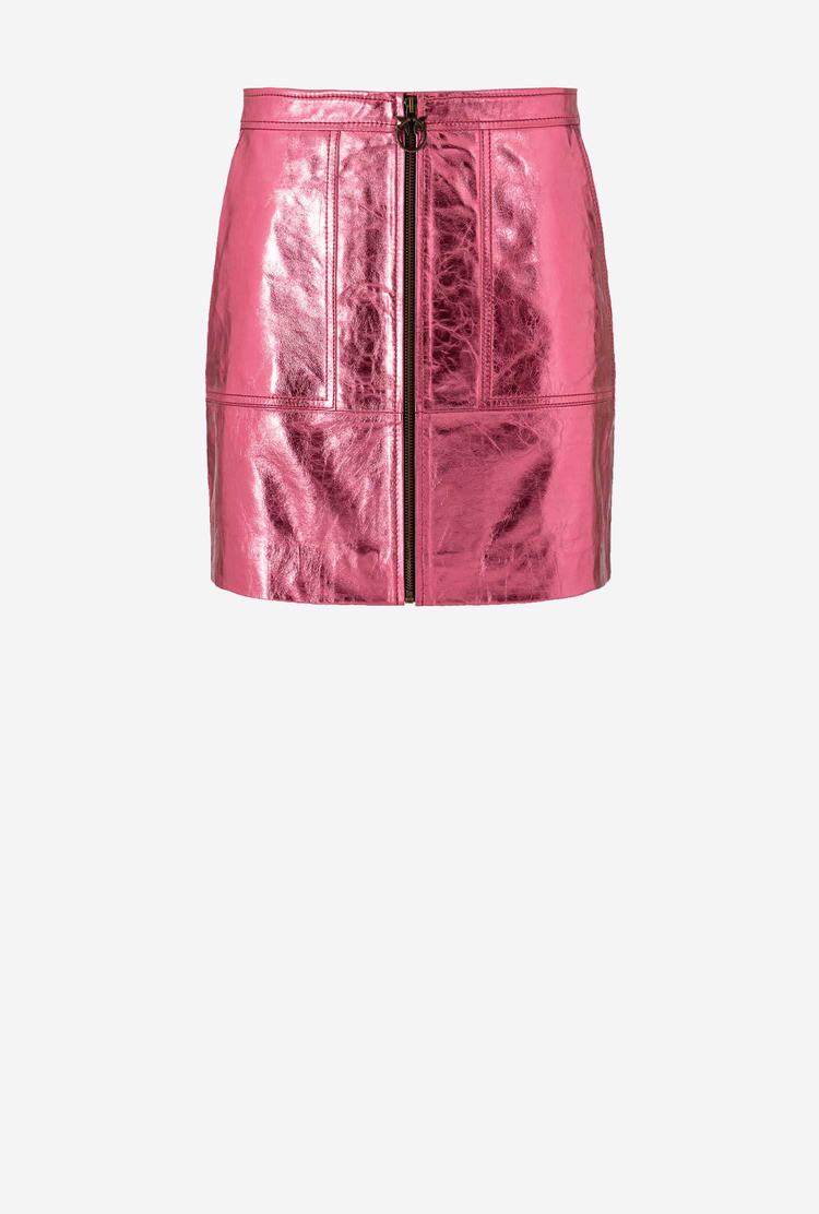 Metal Pink Women's Pinko Laminated Mini Skirts | Ireland-59032649