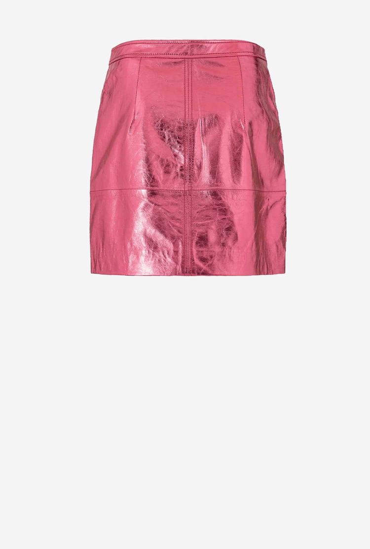 Metal Pink Women's Pinko Laminated Mini Skirts | Ireland-59032649