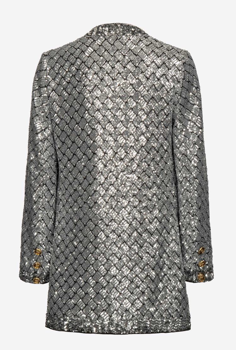 Metal Silver Women's Pinko Fully Sequinned Jackets | Ireland-39562109