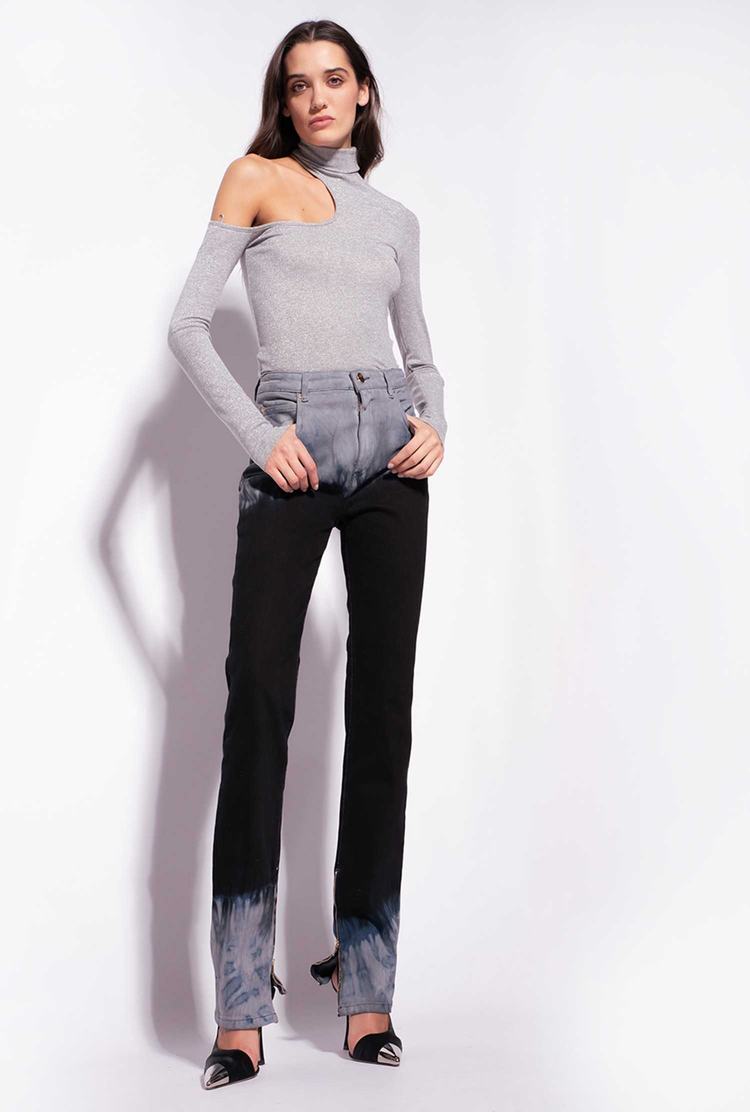 Metal Silver Women's Pinko Ribbed Lurex Sweaters | Ireland-27164939