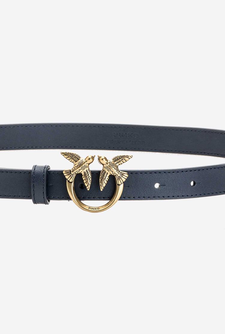 Navy Blue Gold Women's Pinko Love Birds Thin Leather Belts | Ireland-59843769