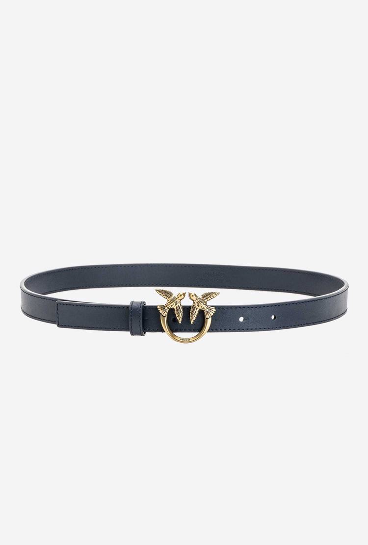 Navy Blue Gold Women\'s Pinko Love Birds Thin Leather Belts | Ireland-59843769