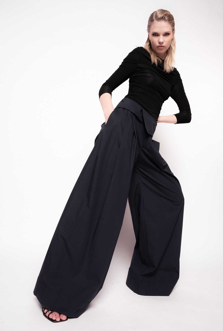 Navy Blue Women's Pinko Reimagine Wide-leg Pants | Ireland-95306179