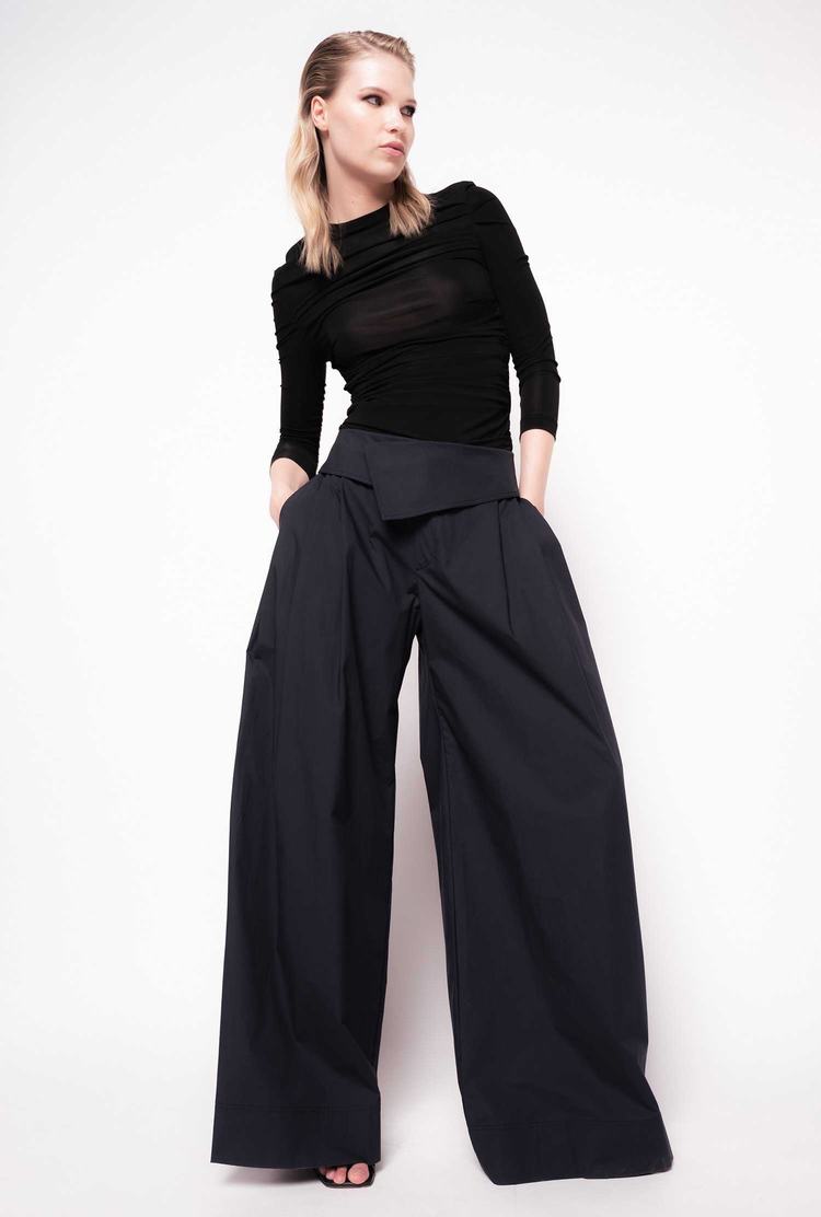 Navy Blue Women\'s Pinko Reimagine Wide-leg Pants | Ireland-95306179