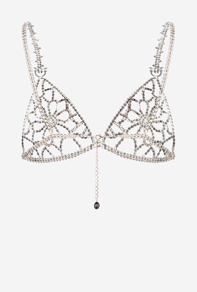 Nickel/Crystal Women's Pinko Jewel Bra Lingerie | Ireland-26841079