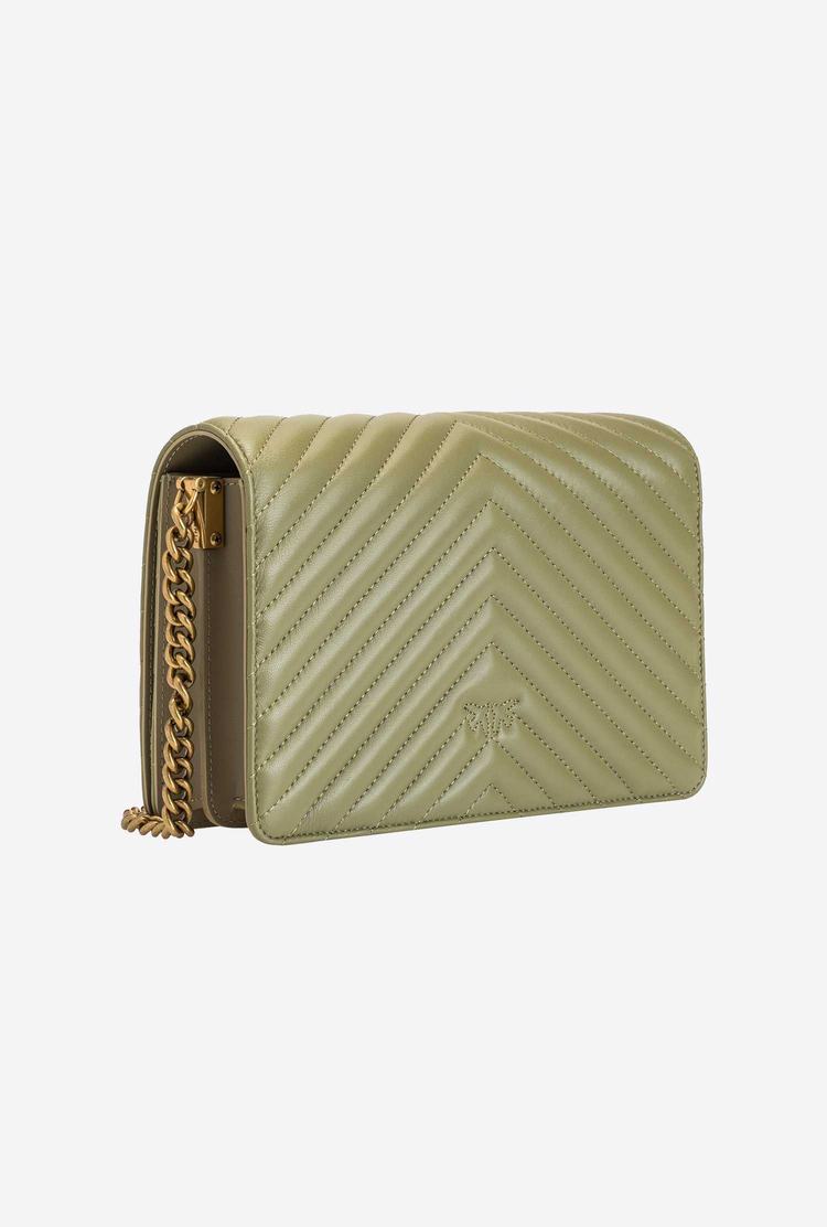 Olive Green Gold Women's Pinko Classic Love Bag Click Chevron Crossbody Bags | Ireland-59647329