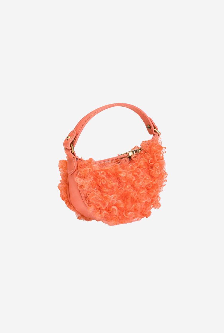 Orange Gold Women's Pinko Micro Long Half Moon Bag Eco Sheepskin Mini Bag | Ireland-24635979