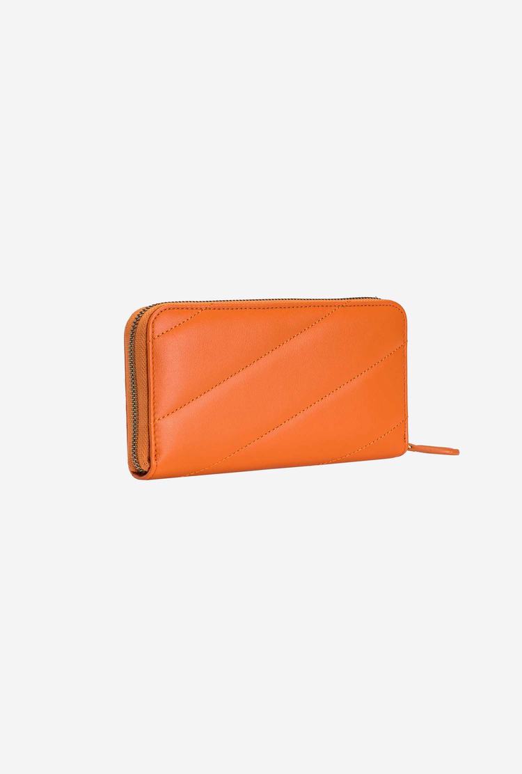 Orange Gold Women's Pinko Zip-around Quilted Wallets | Ireland-61079359