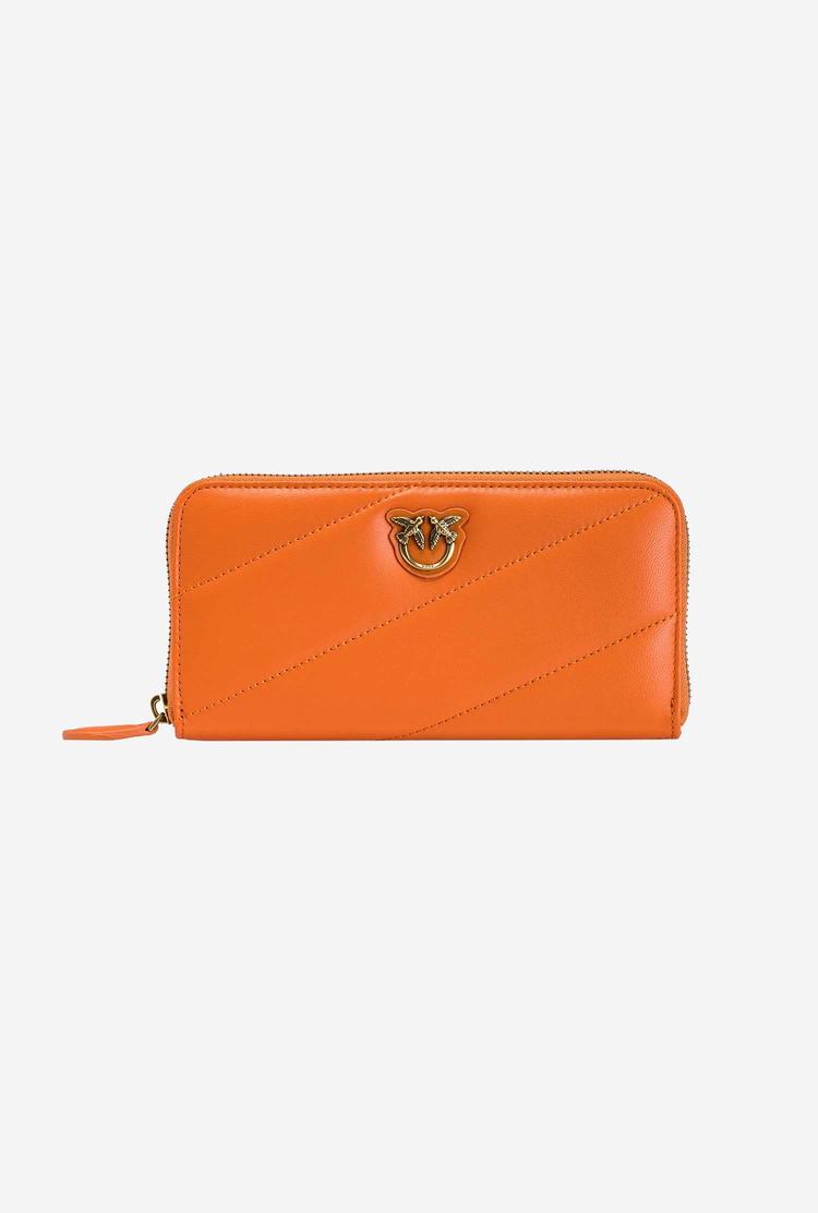 Orange Gold Women\'s Pinko Zip-around Quilted Wallets | Ireland-61079359