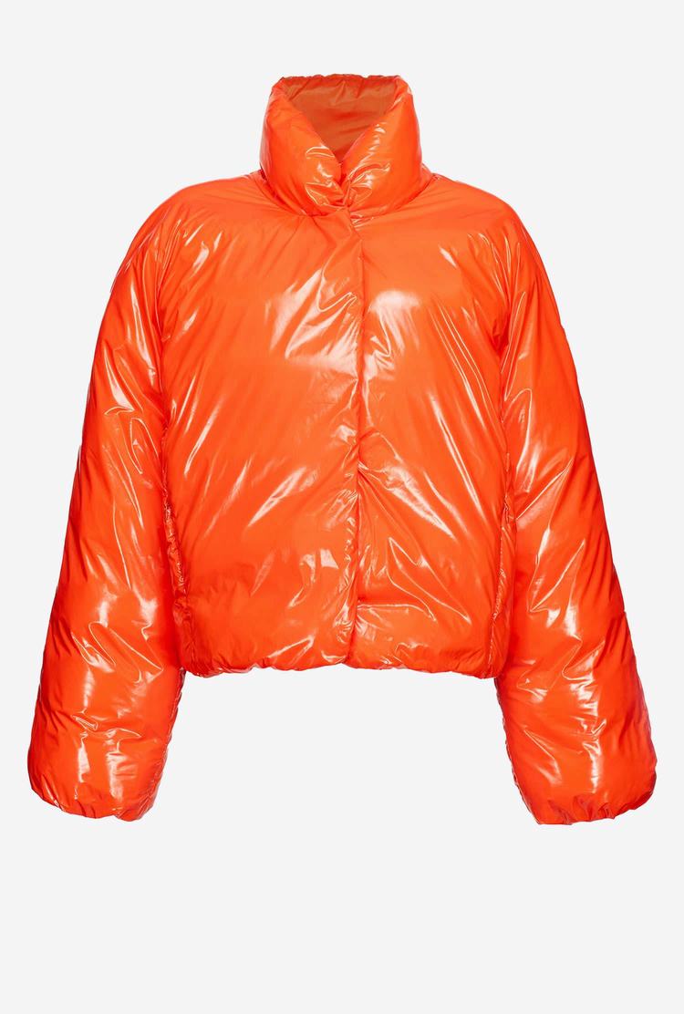 Orange Women's Pinko Padded Crystal Nylon Bomber Jackets | Ireland-28415639