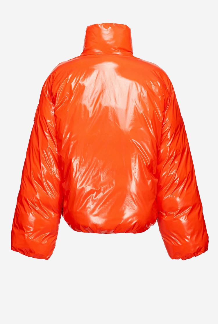 Orange Women's Pinko Padded Crystal Nylon Bomber Jackets | Ireland-28415639