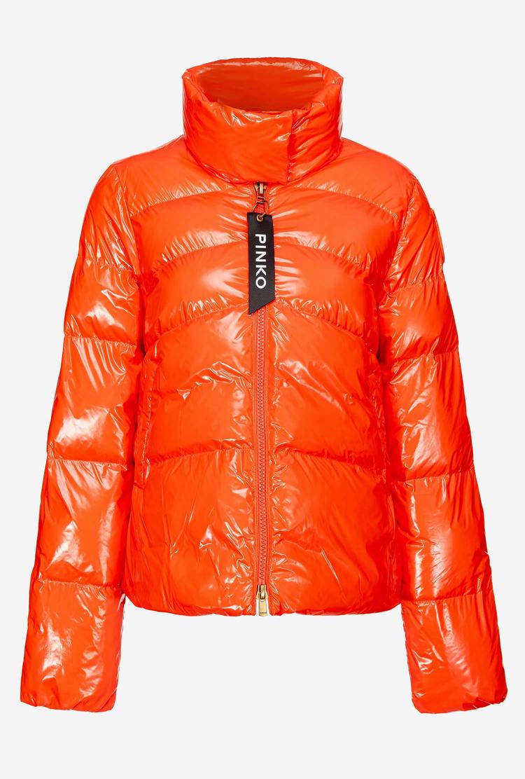 Orange Women's Pinko Padded Crystal Nylon Jackets | Ireland-41326989