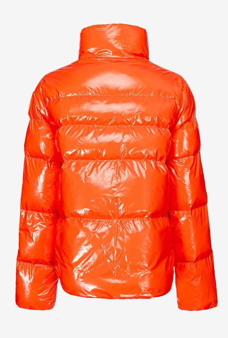 Orange Women's Pinko Padded Crystal Nylon Jackets | Ireland-41326989