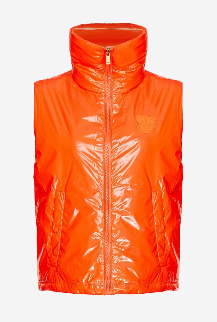 Orange Women's Pinko Padded Crystal Nylon Vest | Ireland-89213479