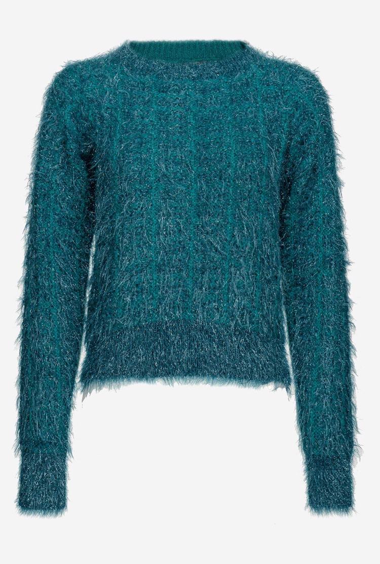 Peacock Green Women's Pinko Alpaca Blend Fluffy Pullover | Ireland-06584799