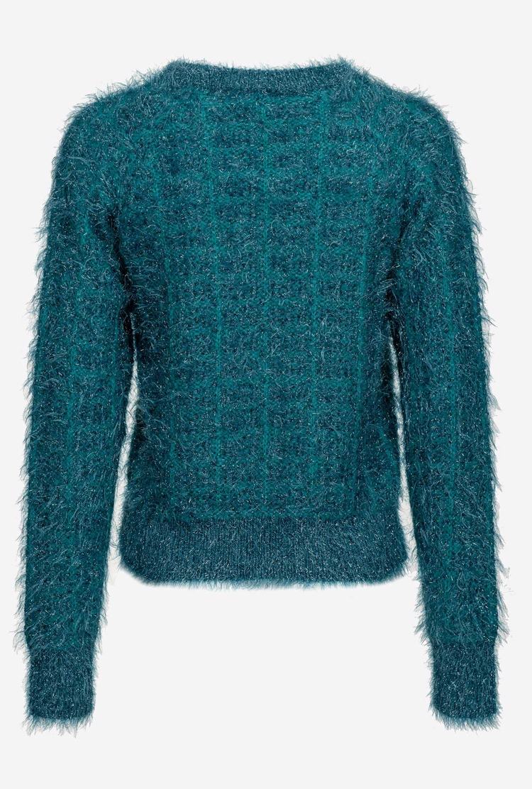 Peacock Green Women's Pinko Alpaca Blend Fluffy Pullover | Ireland-06584799