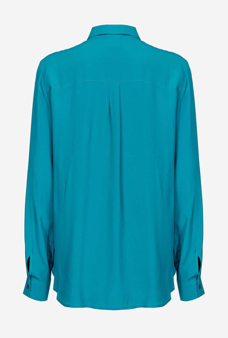 Peacock Green Women's Pinko Breast Pocket Shirts | Ireland-04253799