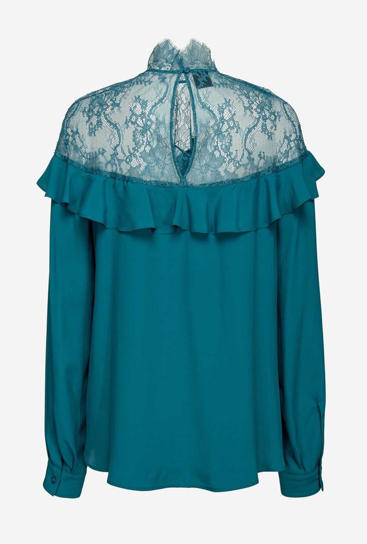 Peacock Green Women's Pinko Lace Shirts | Ireland-75314829