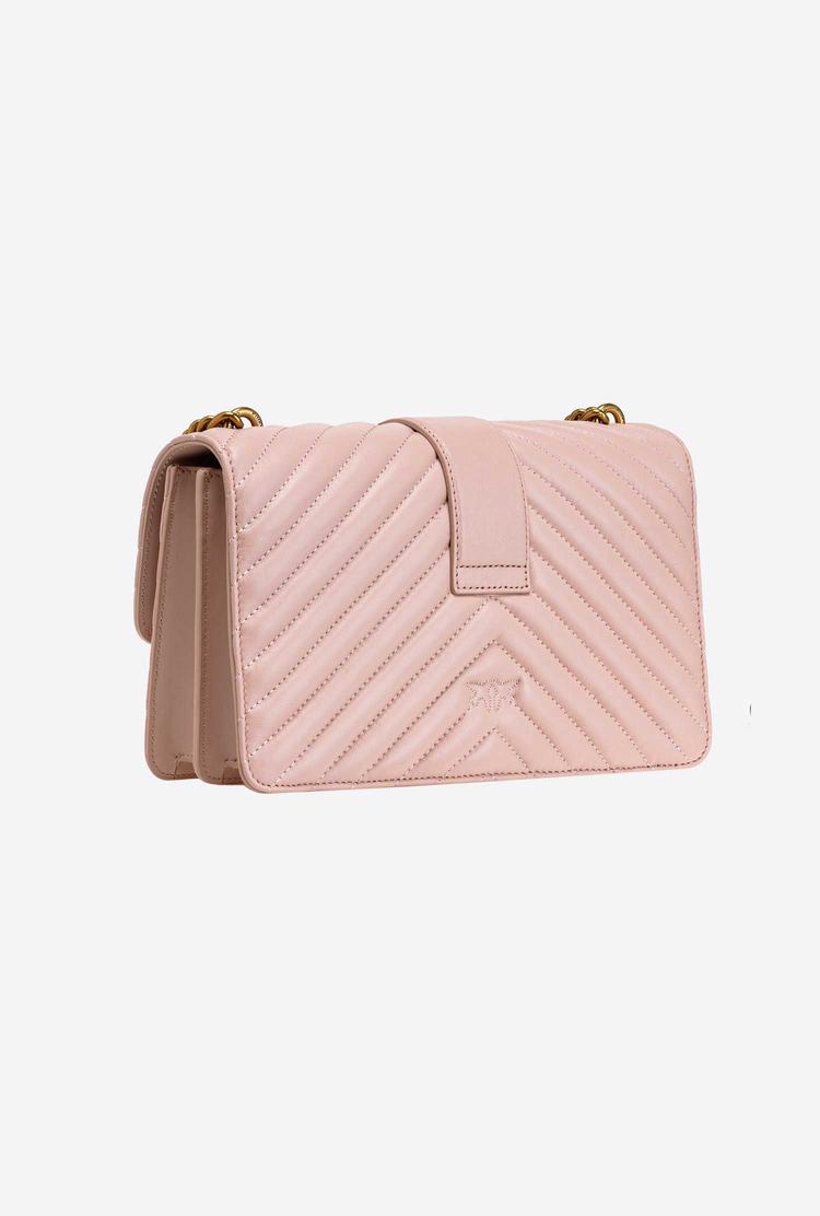 Pink Gold Women's Pinko Classic Love Bag Icon Chevron Crossbody Bags | Ireland-63490219