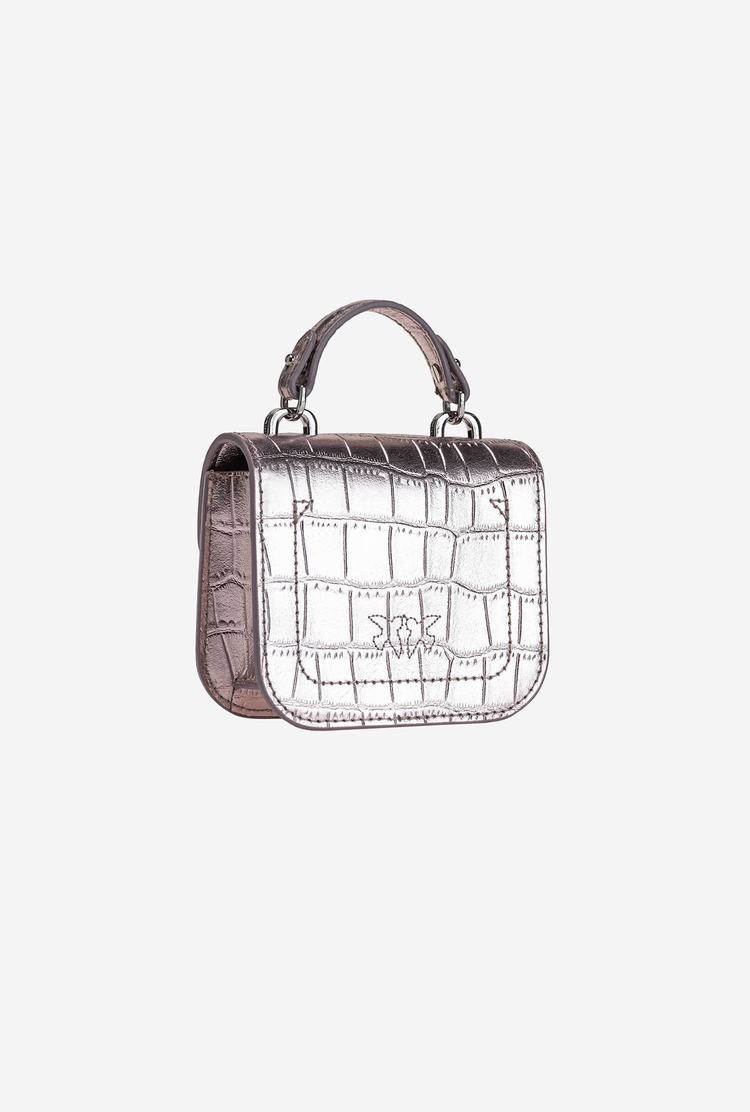 Pink Gold Women's Pinko Micro Love Bag Bell Croco Mini Bag | Ireland-07621959