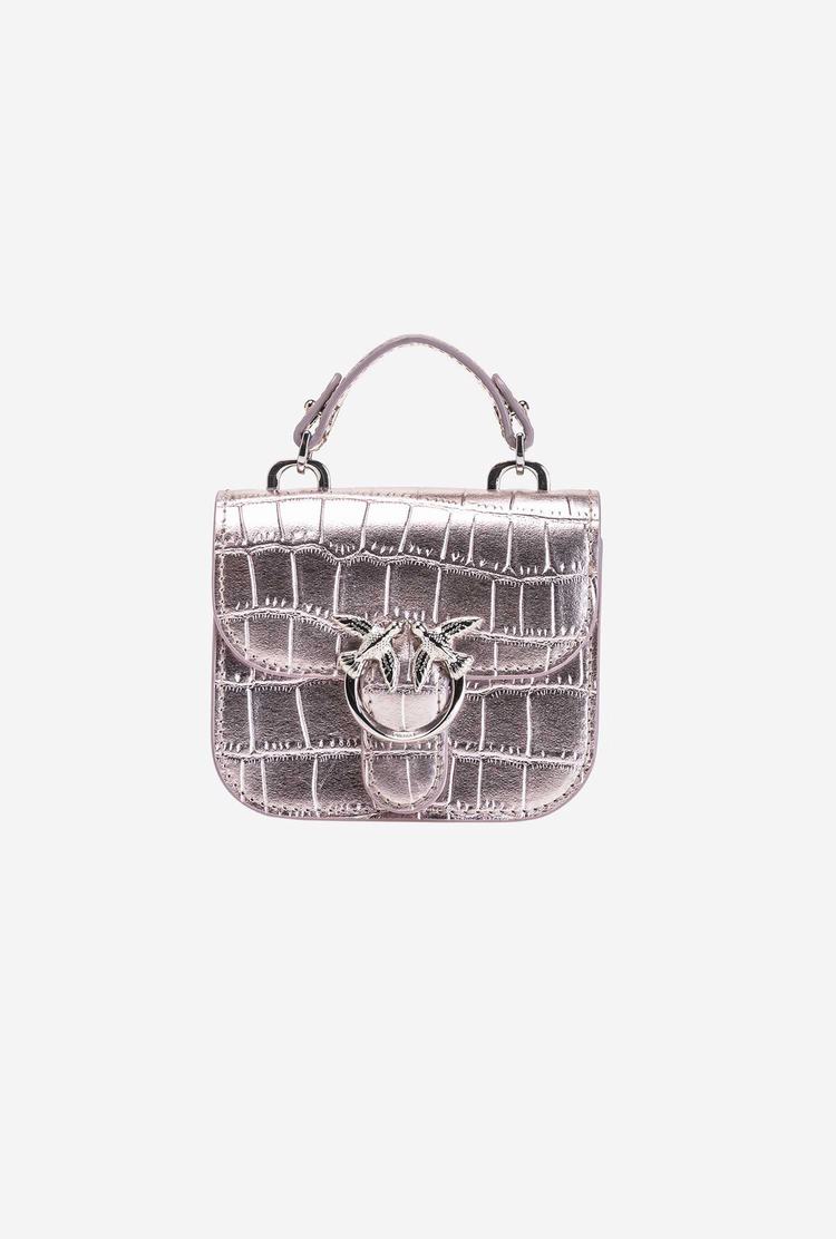 Pink Gold Women's Pinko Micro Love Bag Bell Croco Mini Bag | Ireland-07621959