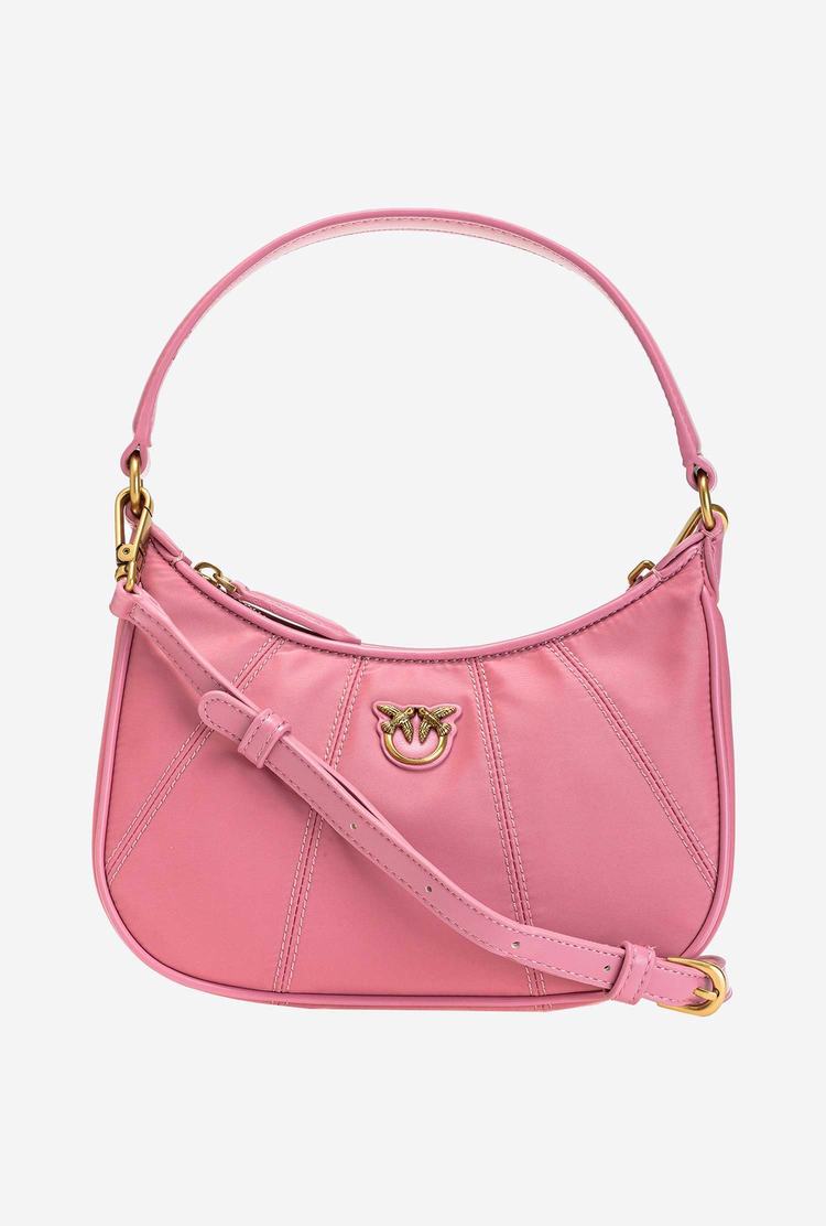 Pink Gold Women's Pinko Mini Half Moon Bag Recycled Shoulder Bags | Ireland-90835769