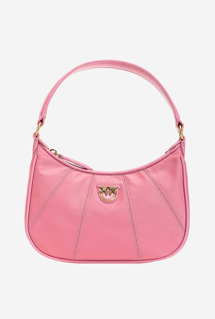 Pink Gold Women\'s Pinko Mini Half Moon Bag Recycled Shoulder Bags | Ireland-90835769