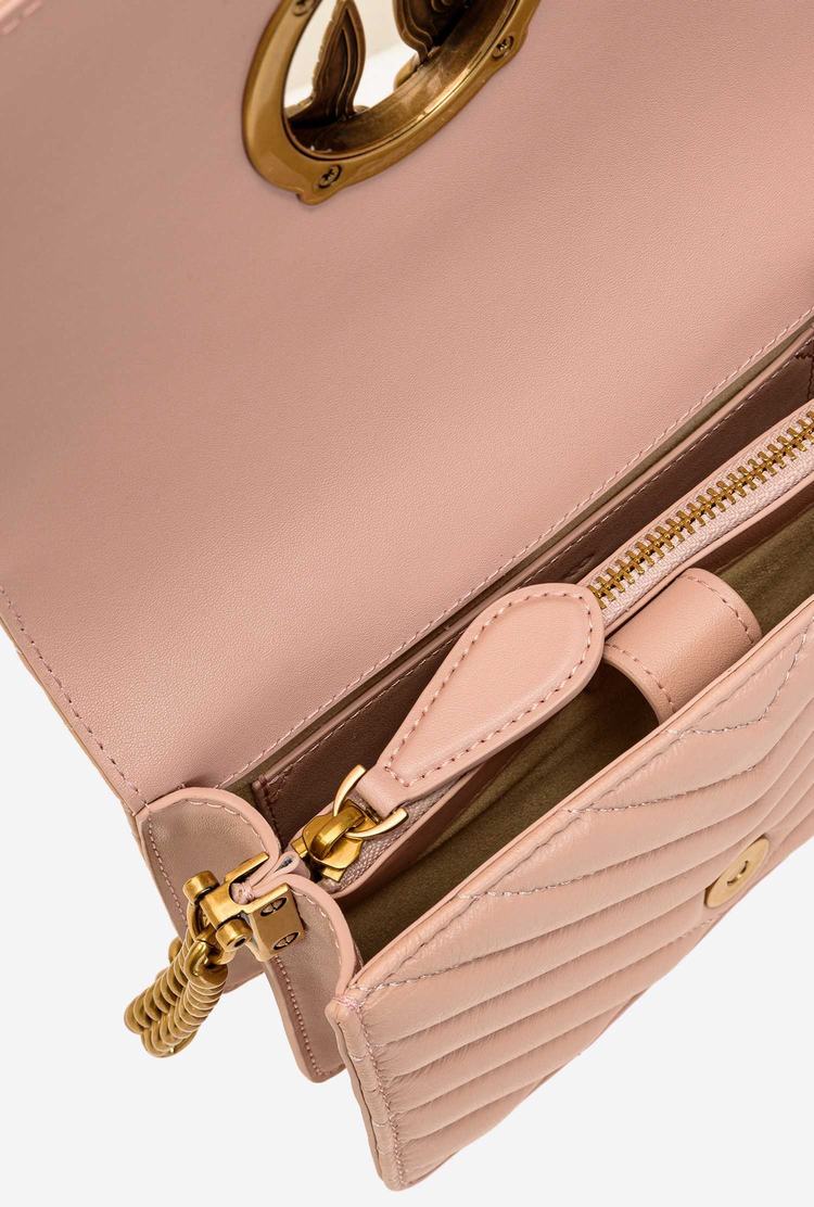 Pink Gold Women's Pinko Mini Love Bag Click V Quilt Crossbody Bags | Ireland-60184329