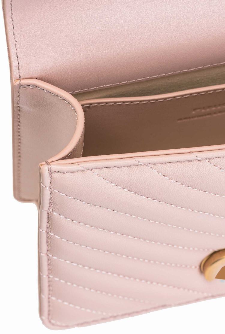 Pink Gold Women's Pinko Mini Love Bag Handle V Quilt Handbag | Ireland-60953179